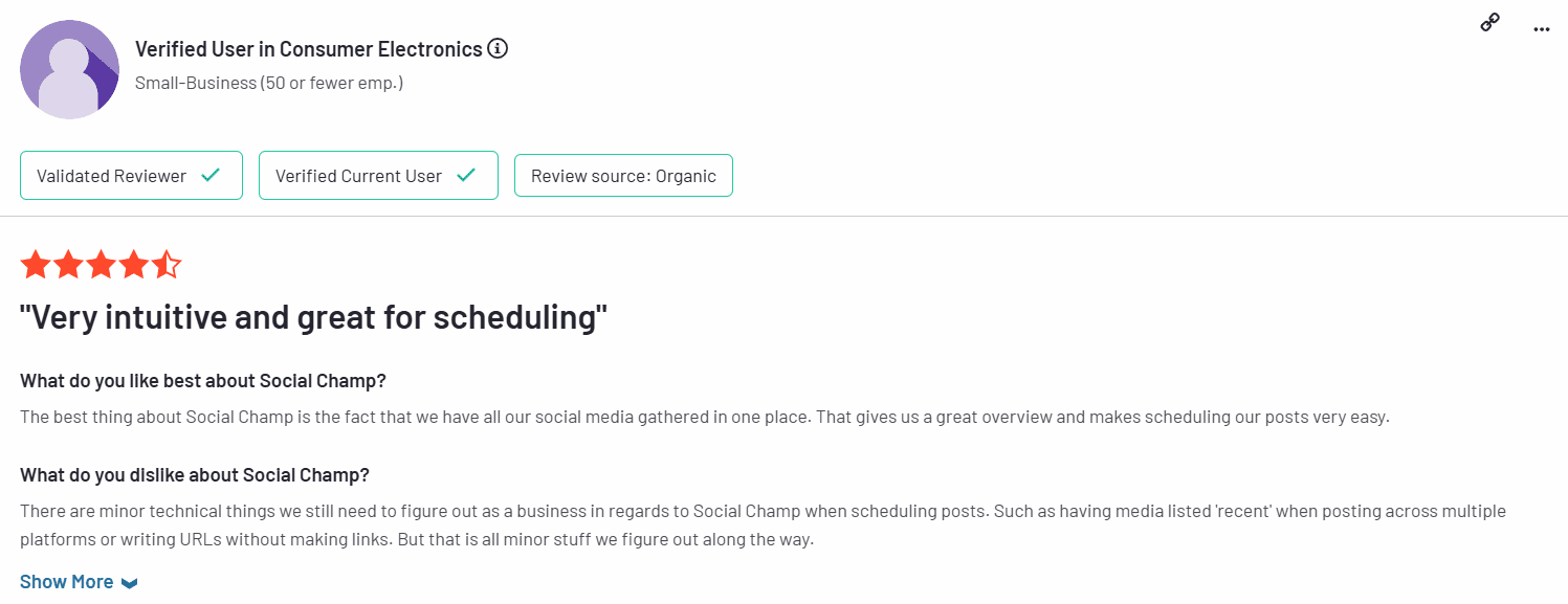 A Review for Social Champ on G2