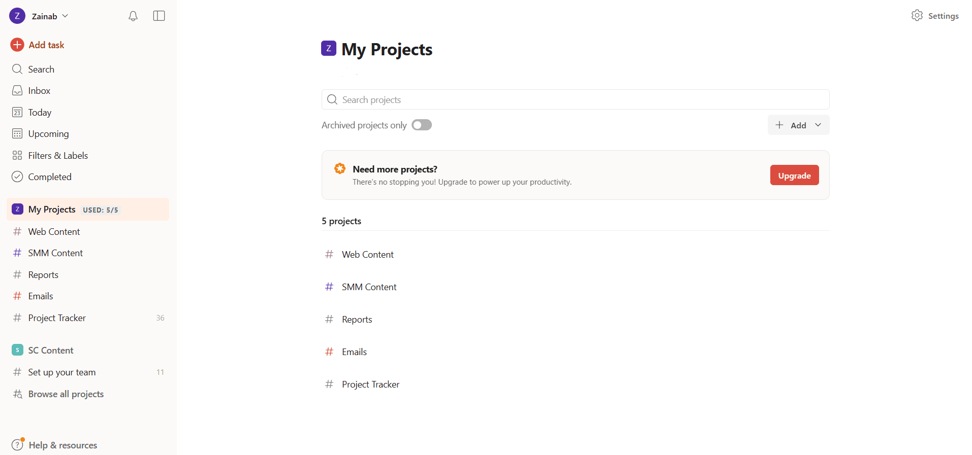 Our Team Tested 70+ Productivity Tools - Here Are Our Top 15 Picks 9 Todoist's Dashboard