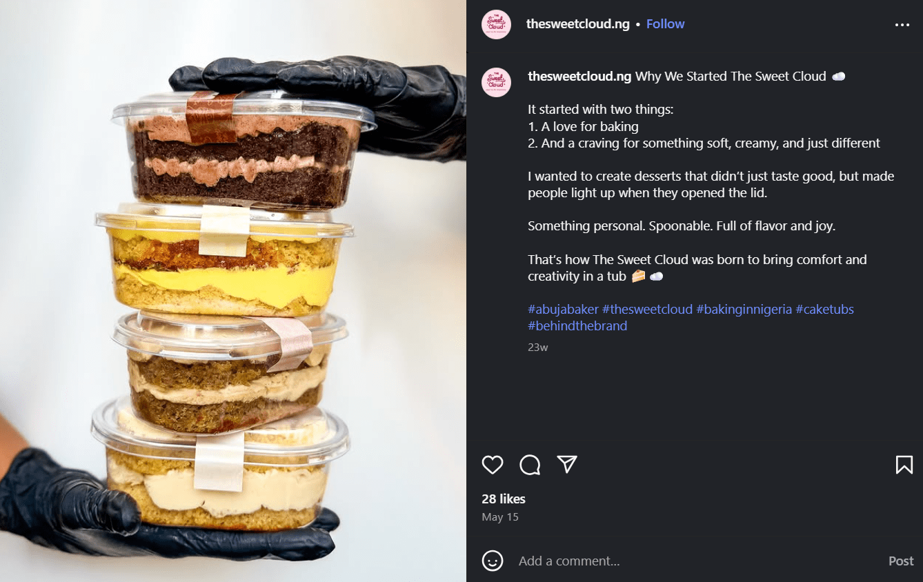 An Instagram Post Showing Behind the Brand
