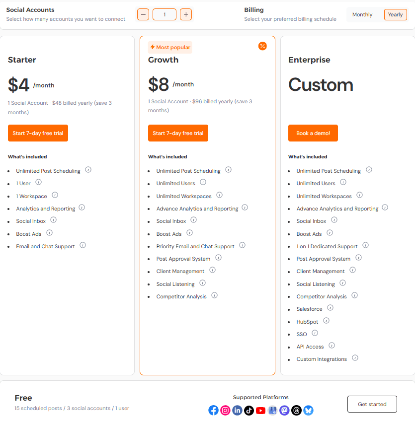 Social Champ's Pricing Plans