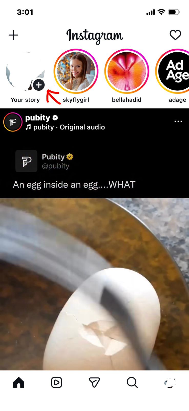 Click on “Your Story” in the Top Left Corner