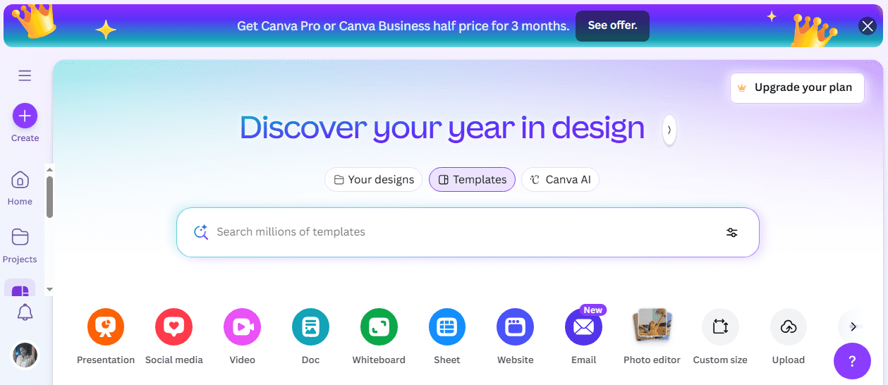 Canva's Dashboard
