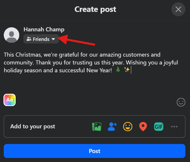How to Make a Post Shareable on Facebook (Ultimate Guide for 2026) 7 Click the Audience Selector