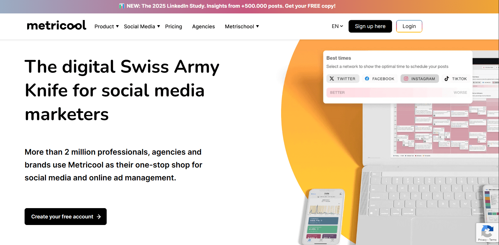 Metricool's dashboard