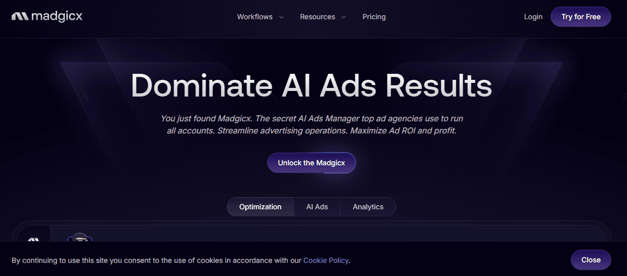 15 Best Social Media Advertising Software in 2026 (Compared + Use Cases) 6 Madgicx’s Webpage