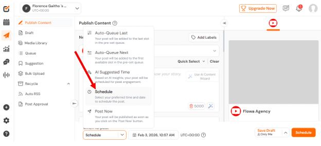 Social Champ’s Scheduling Feature